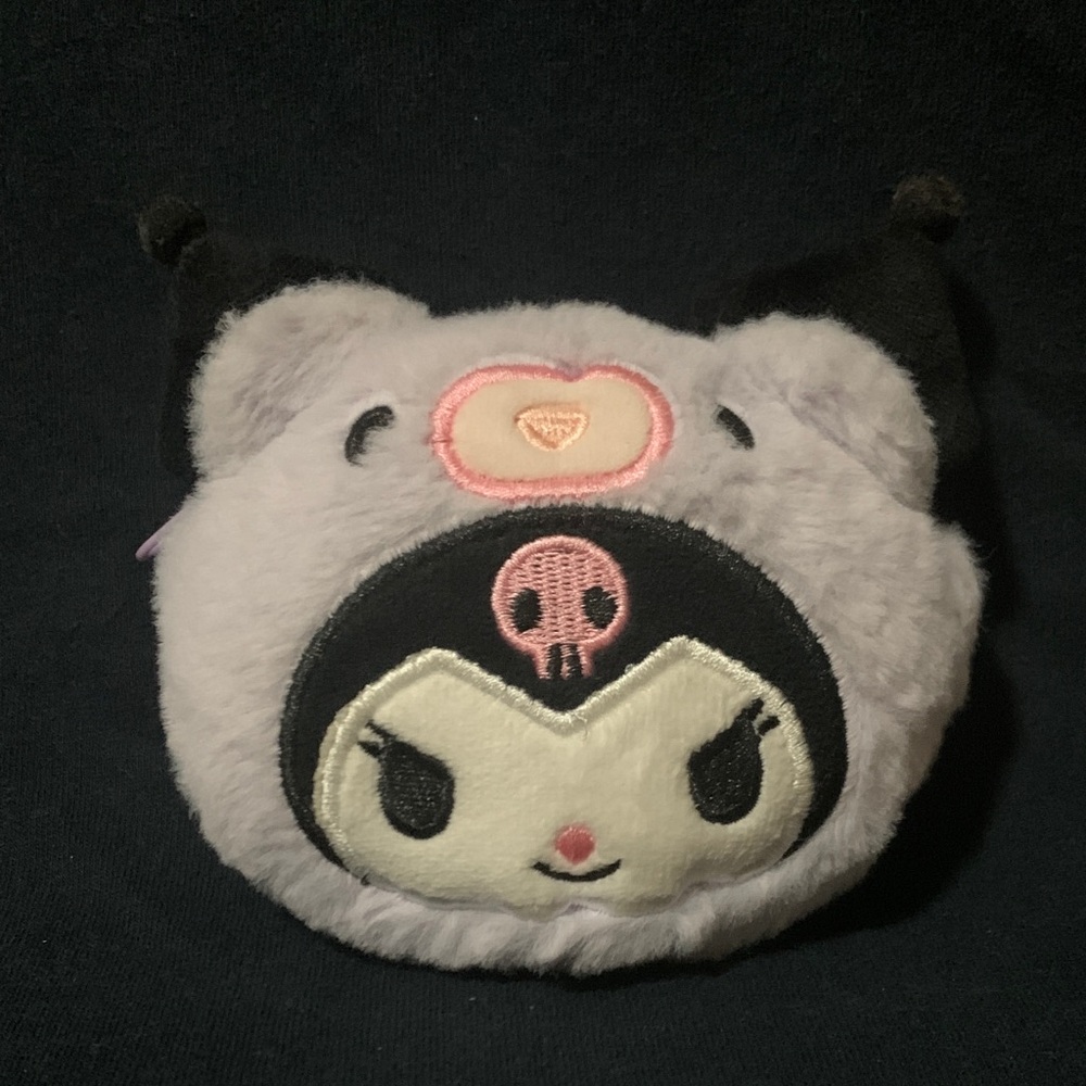 Kuromi Plush Face Coin Purse with Keychain Bag Clip